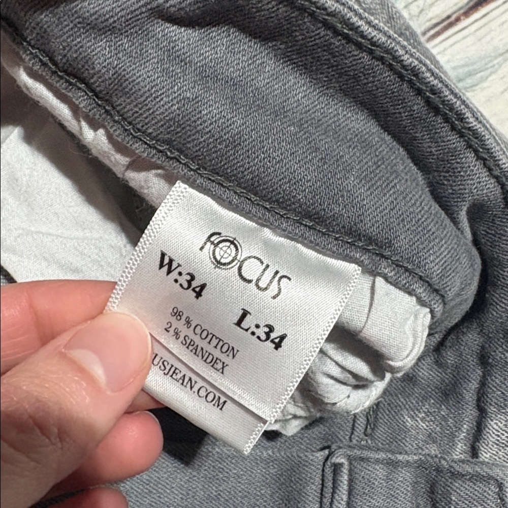 Focus Jeans Grey Distressed Jeans sz 34X34 - Picture 7 of 8